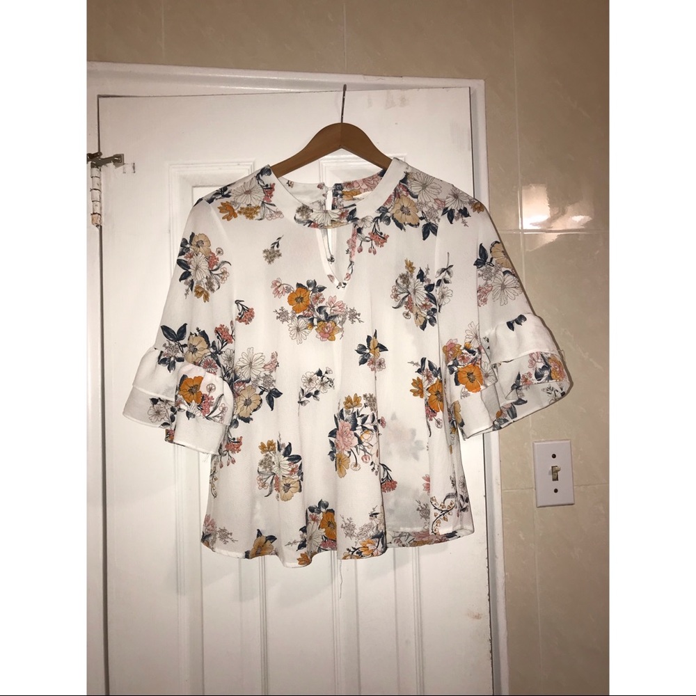 White floral blouse
